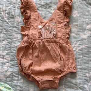 Charming Tan Ruffled Bodysuit for Kids